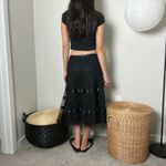 90s y2k vintage black fairy goth sheer tulle mesh lace ribbon tiered midi skirt Photo 5