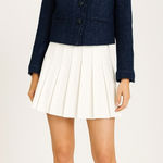 J.Crew  navy blue tweed round neck button front lady jacket with frayed edges. 2 Photo 0