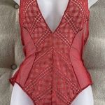 Victoria's Secret Victoria’s Secret Rust Red Orange Mesh Lace Lingerie Bodysuit L Photo 0