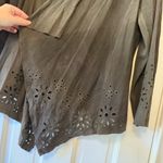 Johnny Was Workshop 100% Suede Embroidered Eyelet Detail Duster Jacket Sz Medium Photo 6