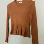 ALC Frank A.L.C. Tan Long Sleeves Peplum Merino Wool Crew Neck Sweater Size Extra Small Photo 2