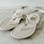 Coach Jeri Solid Chalk Leather Thong Sandal Logo Accent - US 6.5 Photo 0