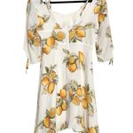 For Love & Lemons Lemonada Lemon Print White Yellow Mini Dress SMALL Photo 4