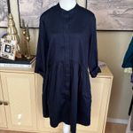 Tuckernuck Navy Crepe Royal Shirt Dress Preppy Minimalist Size Medium Photo 3