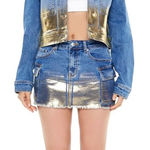 Forever 21  Metallic Cargo Denim Mini Skirt Photo 0