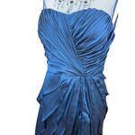 Adrianna Papell Blue Beaded Illusion Neck Tiered Chiffon Gown 4 Elegant Bodice Photo 6