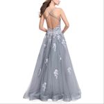 La Femme  26236 Floral Lace Tulle Skirt Gown Photo 9
