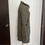 prAna Sweater Womens Small Chunky Turtleneck Cable Knit Olive Green Cardigan Photo 4