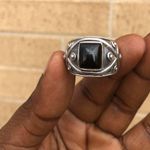 Unisex 925 Sterling Silver Vintage Real Black Onyx Ring Size 7 Engraved Men Women Y2K #Gothic #Grunge #Emo #streetwear #punk Photo 1
