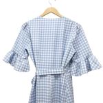 Storia  Blue Gingham Wrap Ruffled Knee Length Dress Women’s Size Small Dorothy Photo 5