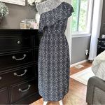 Allison Joy  One Shoulder Ruffle Navy White Print Sundress Size M Photo 1