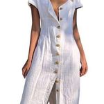 Never worn: White long button up T shirt dress Photo 1