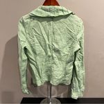 Women’s Apanage Loose Flax Linen Jacket Green Ruffle Blazer Cardigan Medium Fit Photo 1