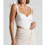 Showpo  Kiandra Wrap Mini Skirt Womens Sz 4 Beige Knot Detail Side Zip Lined NWT Photo 12