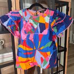 Tuckernuck Sugarlips colorful print blouse puff sleeves top farm rio embroidered tropical Photo 1