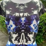 Milly  Geometric Cap Sleeve Fit & Flare Exposed Zipper Dress 8 Photo 1