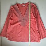 Cato  Womens Metallic Embellished Tunic Top Size XL Coral V-Neck Lightweight Boho Photo 9