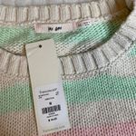 MI‎ AMI Francescas Medium Pastel M Striped Sweater Cropped Pink Green Longsleeve White Photo 1