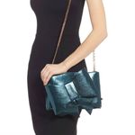 Ted Baker ππ Aliysa Bow Clutch or Mini Crossbody Mid Green Metallic NWT Photo 1