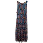 Desigual Boho Midi Dress Sleeveless Sheer Overlay Pleated Multicolor Large Photo 2