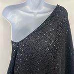 Minnie Rose Sequin One Shoulder Poncho OS Black Holiday Party Whimsigoth Glam Photo 4