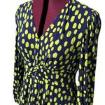 MAGGY LONDON Elorin Matte Jersey Knit Bishop Sleeve Midi Dress Navy Green NWT 6 Blue Photo 2