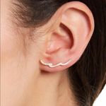 ADORNIA Swarovski Crystal‎ Climber Earrings, Diamonds, Gold, NWT Silver Photo 0