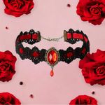 Black/Red Lace Necklace Collar Choker‎ Retro Style Cosplay Fashion Jewelry Black Photo 4