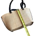 Annabel Ingal 100% Raffia Tote Bag Tan With Black Handles Handmade in Madagascar Photo 8