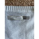 Lady Hagen  White Sweater Vest L Argyle Diamond Knit Sleeveless Pullover Cotton Photo 1