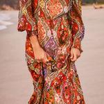 Anthropologie NWT  Farm Rio Mosaic Long Sleeve Maxi Dress XS Photo 0