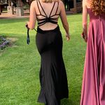 La Femme Open Back Fitted Black Dress Photo 1