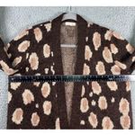 Mystree  Leopard‎ Print Long Cardigan Swater Women Small Open Front Metallic Photo 3