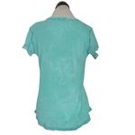 Edge Womens Blouse Sz 4 Green Frayed V Neckline Sleeve Made in Italy Bohemian Photo 1