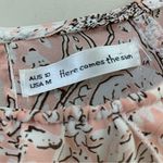 Here Comes the Sun  Ruffle Long Sleeve Tie-Waist Pink/White/Brown Mini Dress Photo 2