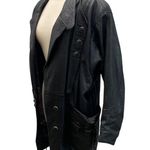 Vintage Longline Leather Jacket/Coat In Black Pirate Grunge Unisex Style Size L Photo 5