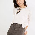 Madewell ‎ Womens Sweater Sz S Heather Calico Cream Lightweight Pocket Pullover Photo 0