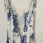 Reformation Annabell Lucerne Blue White Floral Mini Smocked Dress Size 4 Photo 6