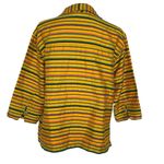 Chico's Vintage Striped Silk Jacket Women’s Size 2 (L-12) Lightweight Yellow Photo 3