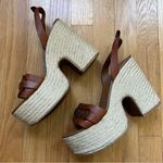 Miu Miu  Brown Leather Platform Open Toe Weave Shoes Size Euro 40 Photo 2