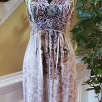 One World  Summer Sleeveless Dress Stretch Knit Purple Multi Medium Photo 0