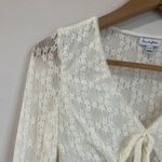 Love Fire Lace Tie Front Peplum Top Ivory Long Sleeve Feminine Romantic XS Photo 2