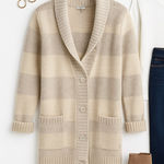 Smartwool  Hot Springs Cardigan Sweater‎ Neutral Heather Wool Blend L NWT Photo 0