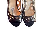 Adrienne Vittadini  Size 9.5 Black Patent Peep Toe Heels With Cutout Design Photo 2