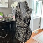 Dolce Cabo Faux Fur & Faux Leather Drape Vest Size S – Black/Gray Black Photo 1