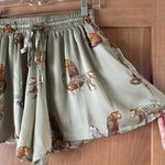 NWOT MABLE Boutique Sage Green Satin Cheetah Drawstring Pull On Shorts Small​ Photo 2