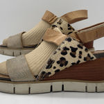 Diba True  Womens 8 Sandals Bye Golly Wedge Cheetah Cow Fur Leather Brown Gold Photo 0
