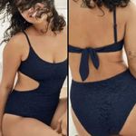 Aerie Navy Blue Cheeky Crochet Lace Cut Out One Piece Monokini Swimsuit Photo 6