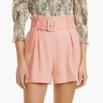 Veronica Beard Ashford Belted Linen Blend Shorts Heathered Bright Coral 10 New Photo 0
