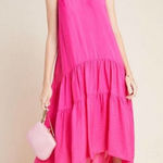Anthropologie  Maeve Marlene Tiered Maxi Dress Medium Pink Oversized Sleeveless Photo 0